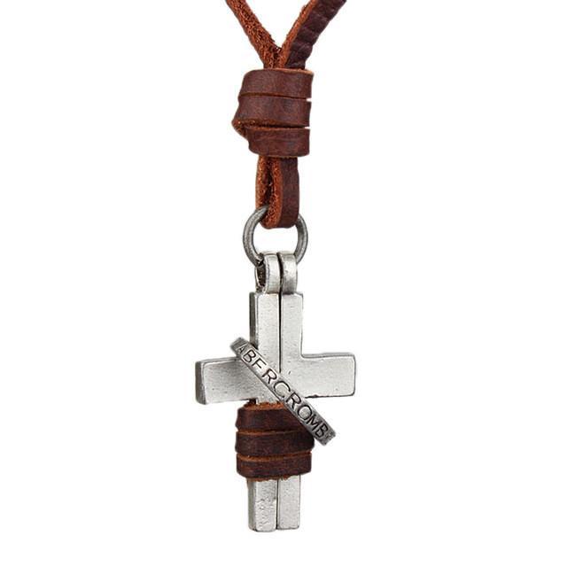 Leather Cross Necklace