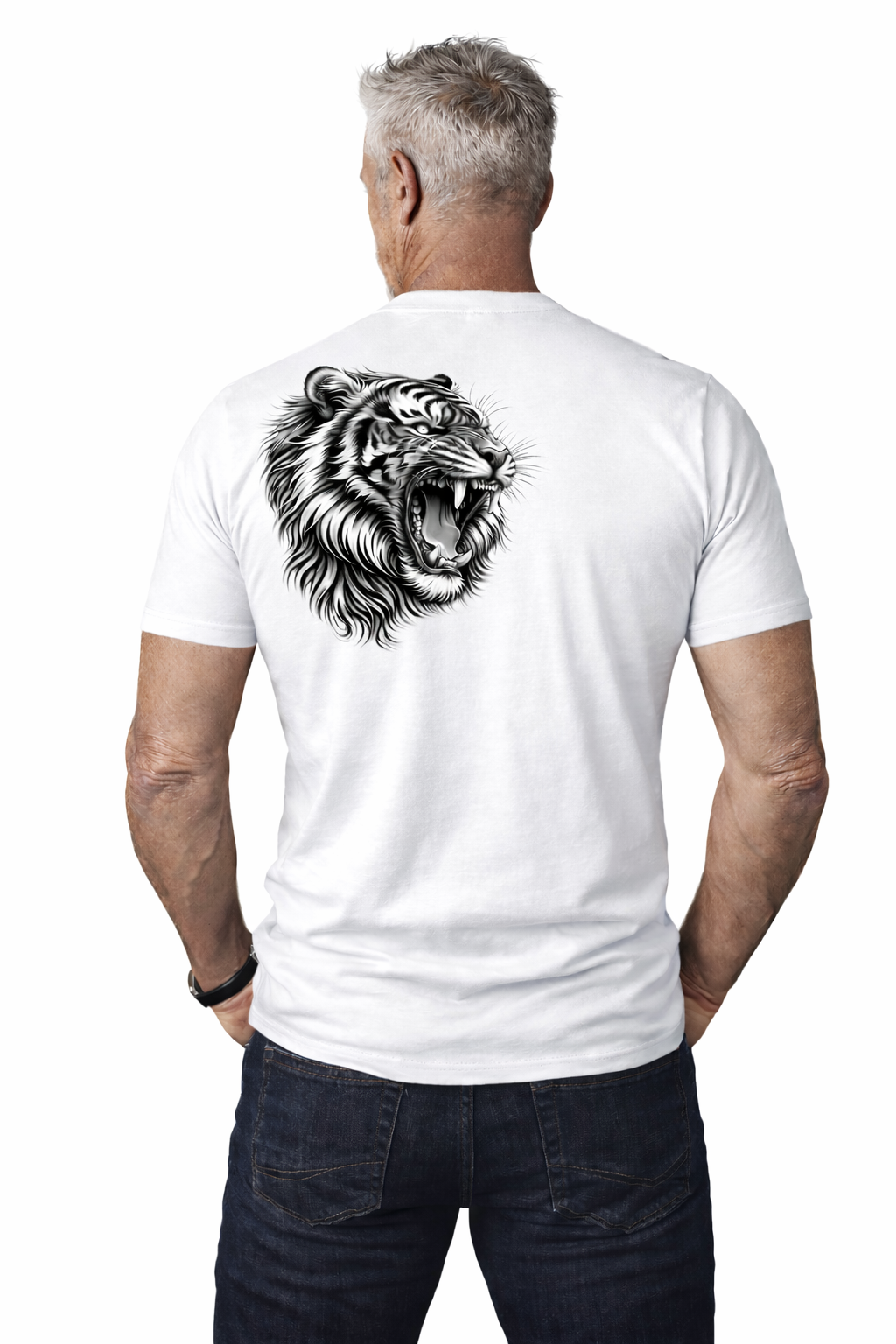 White Tiger Head Front Logo Tee