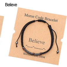 Leather Morse Code Bracelet
