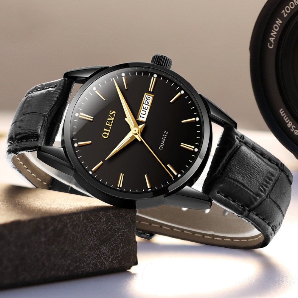 Quartz Couple Watches - Men's Mechanical Dual Calendar